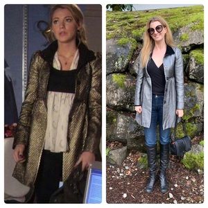 Alice and Olivia silver dress coat XS ASO Gossip Girl Serena Van Der Woodsen